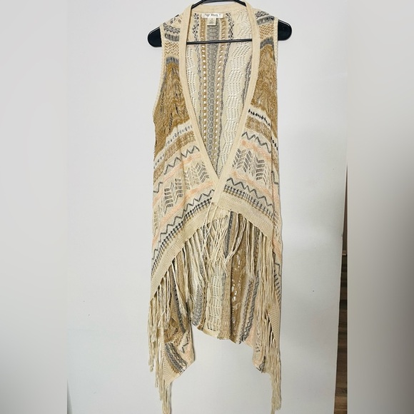 Say What? Cream Knit Vest with Fringe - Picture 3 of 6